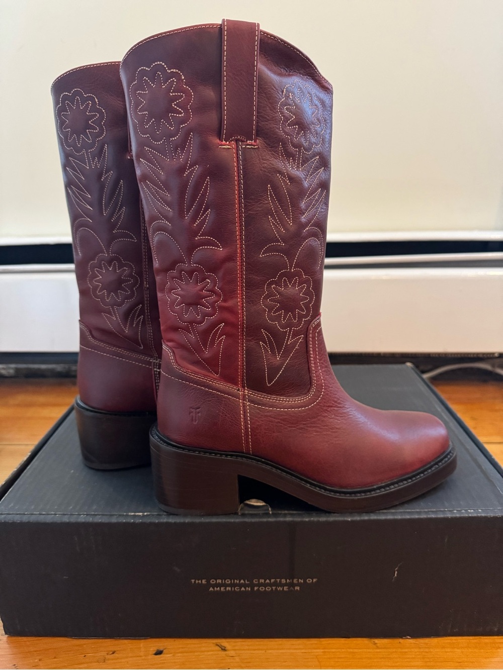 Frye For FP Kate Deco Stitch Boots in Merlot - Picture 5 of 8